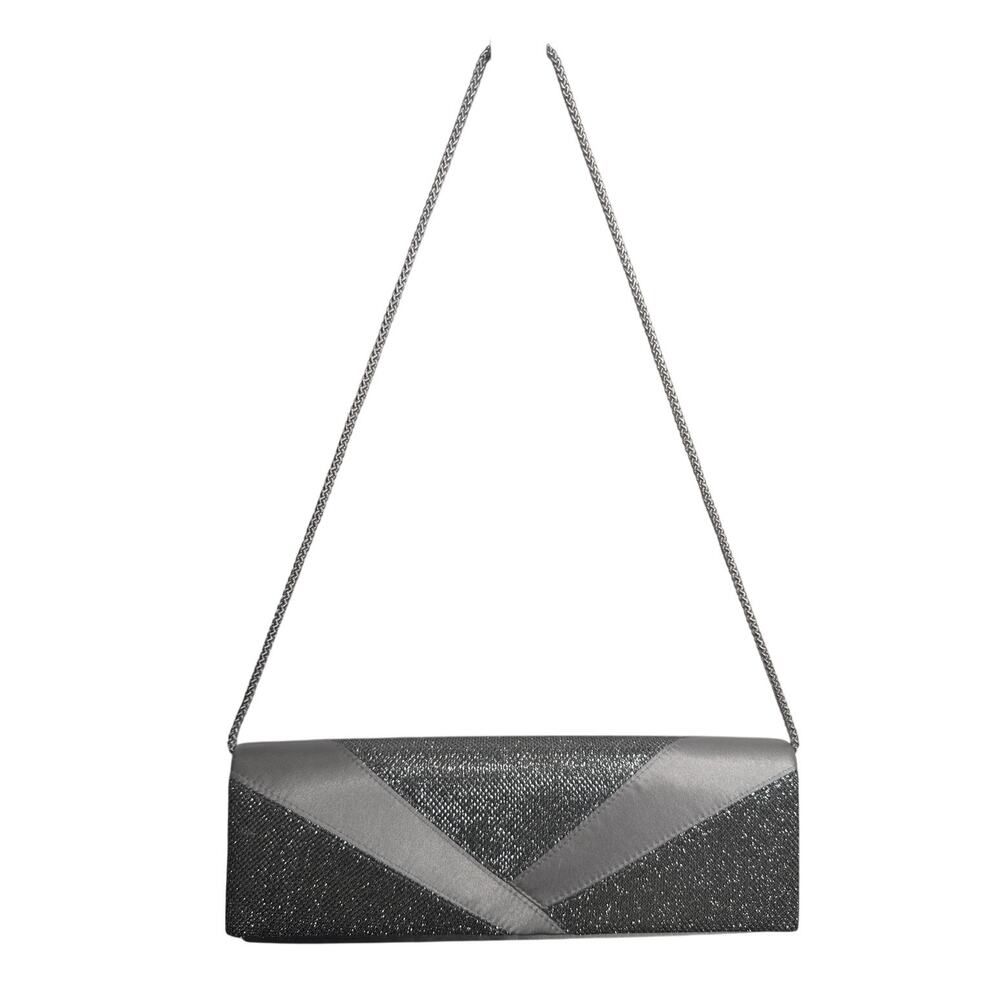 Y2K Jessica McClintock Silver Lurex Evening Clutch NWT